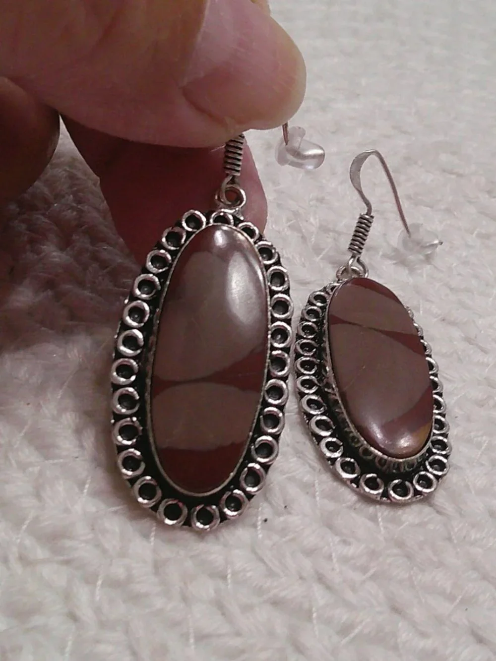 Natural MOOKAITE Handmade Sterling 925 Dangle Earrings #8F